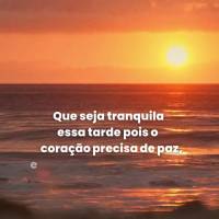 Que seja tranquila essa tarde pois o coração precisa de paz, e você merece viver uma vida tranquila cheia de felicidade. Boa tarde! 