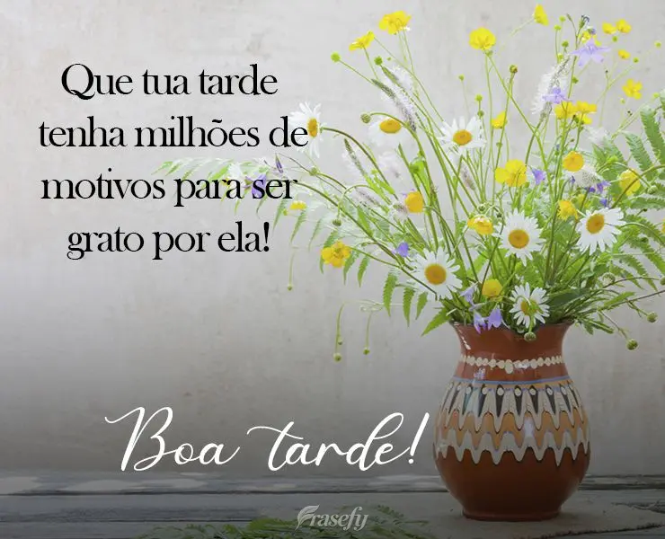 Que tua tarde tenha milhões de motivos para ser grato por ela! 
 Boa tarde!
