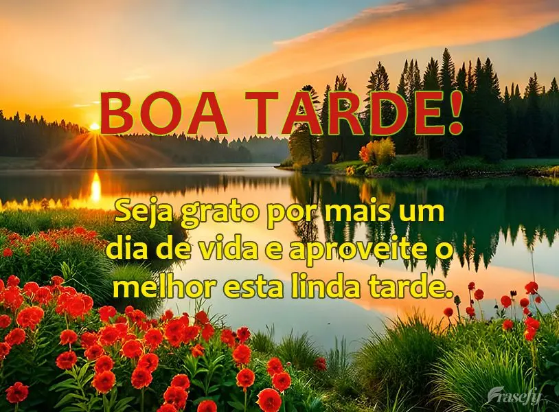 Seja grato por mais um dia de vida e aproveite o melhor esta linda tarde. Boa tarde!