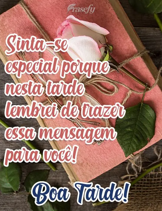 Sinta-se especial porque nesta tarde lembrei de trazer essa mensagem para  você! 
 Boa Tarde!