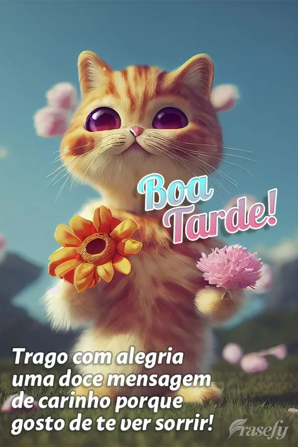 Trago com alegria uma doce mensagem de carinho porque gosto de te ver sorrir! Boa tarde!