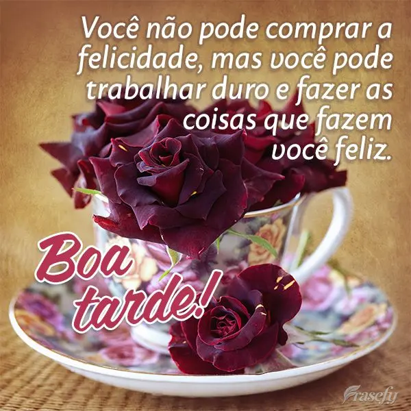 Você não pode comprar a felicidade, mas você pode trabalhar duro e fazer as coisas que fazem você feliz. Boa tarde!
