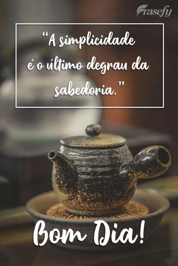 A simplicidade é o último degrau da sabedoria. Bom dia!