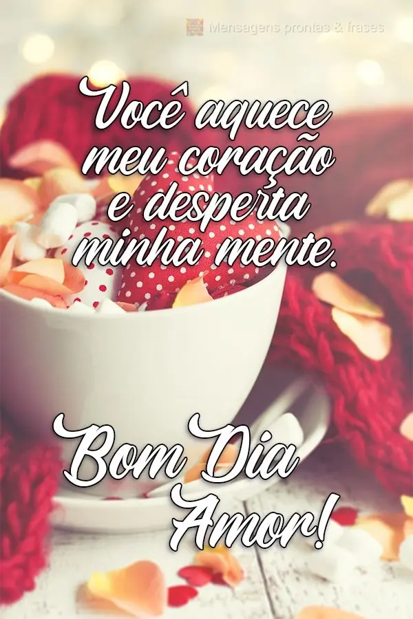 Você aquece meu coração e desperta minha mente. 
 Bom dia Amor!
