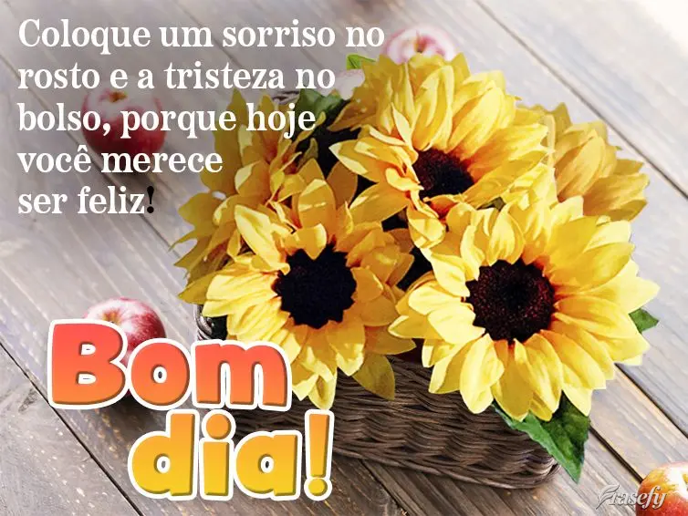 Coloque um sorriso no rosto e a tristeza no bolso, porque hoje você merece ser feliz! Bom dia!