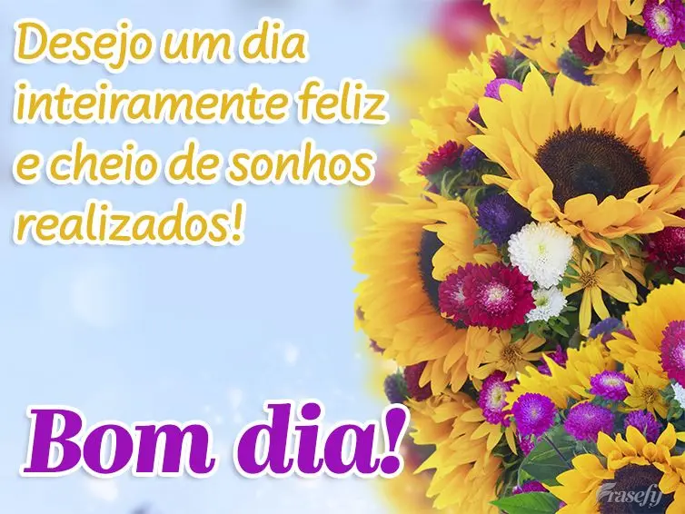 Desejo um dia inteiramente feliz e cheio de sonhos realizados! Bom dia! 