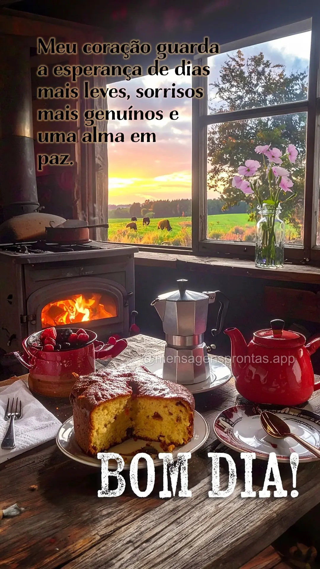 Meu coração guarda a esperança de dias mais leves, sorrisos mais genuínos e uma alma em paz. Bom dia!