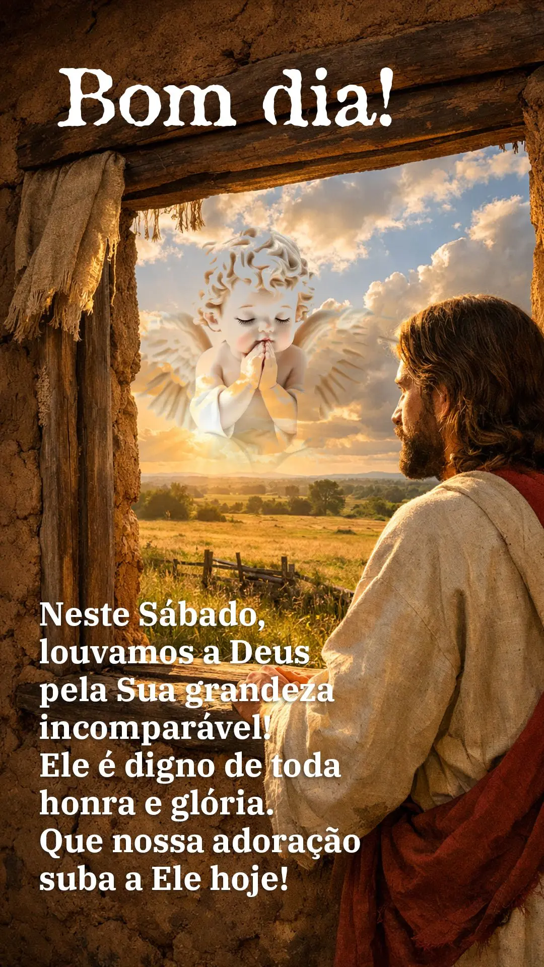 🌟 Bom dia! Neste sábado, louvamos a Deus pela Sua grandeza incomparável! Ele é digno de toda honra e glória. Que nossa adoração suba a Ele hoje!...