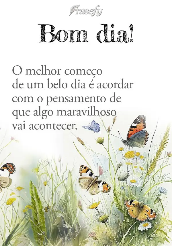 O melhor começo de um belo dia é acordar com o pensamento de que algo maravilhoso vai acontecer. Bom dia!