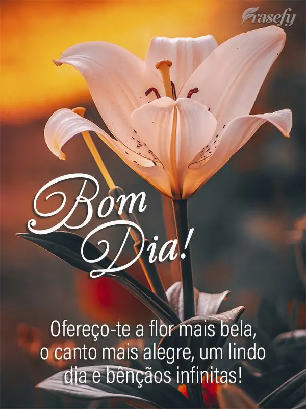 Ofereço-te a flor mais bela, o canto mais alegre, um lindo dia e bênçãos infinitas! Bom dia!