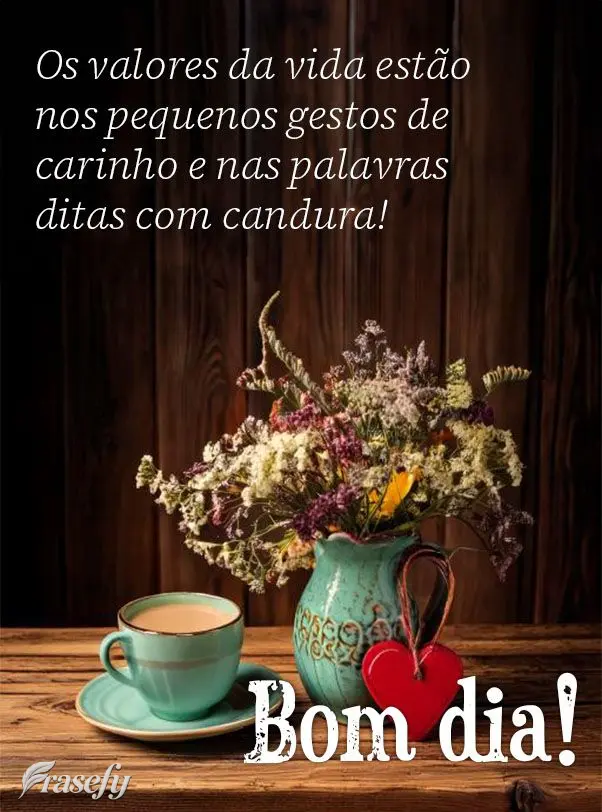 Os valores da vida estão nos pequenos gestos de carinho e nas palavras ditas com candura! Bom dia!