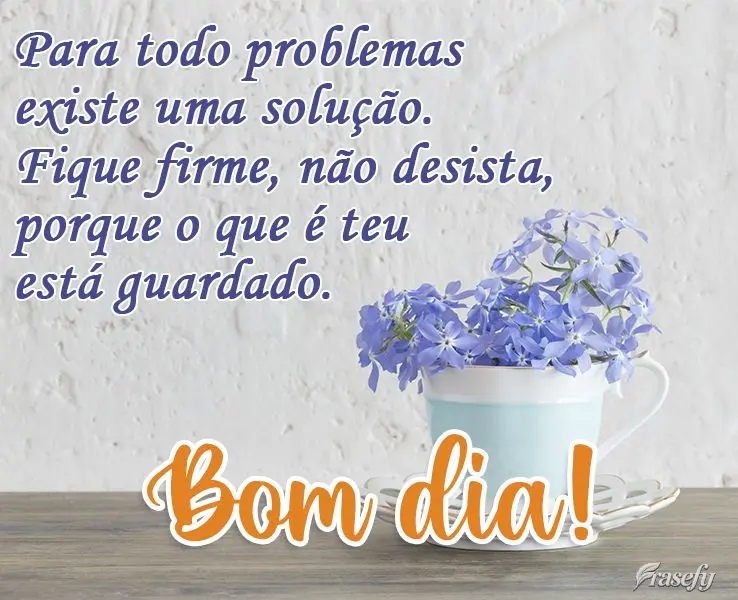 Para todo problema existe uma solução. Fique firme, não desista, porque o que é teu está guardado. 
 Bom dia! 
