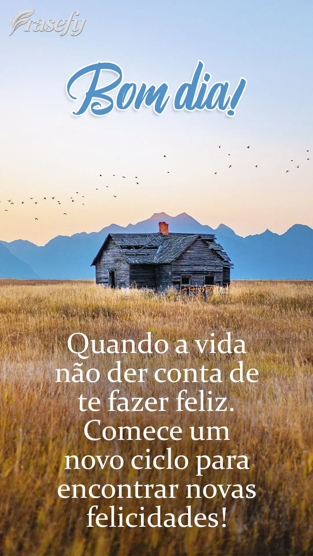 Quando a vida não der conta de te fazer feliz, comece um novo ciclo para encontrar novas felicidades!  Bom dia!