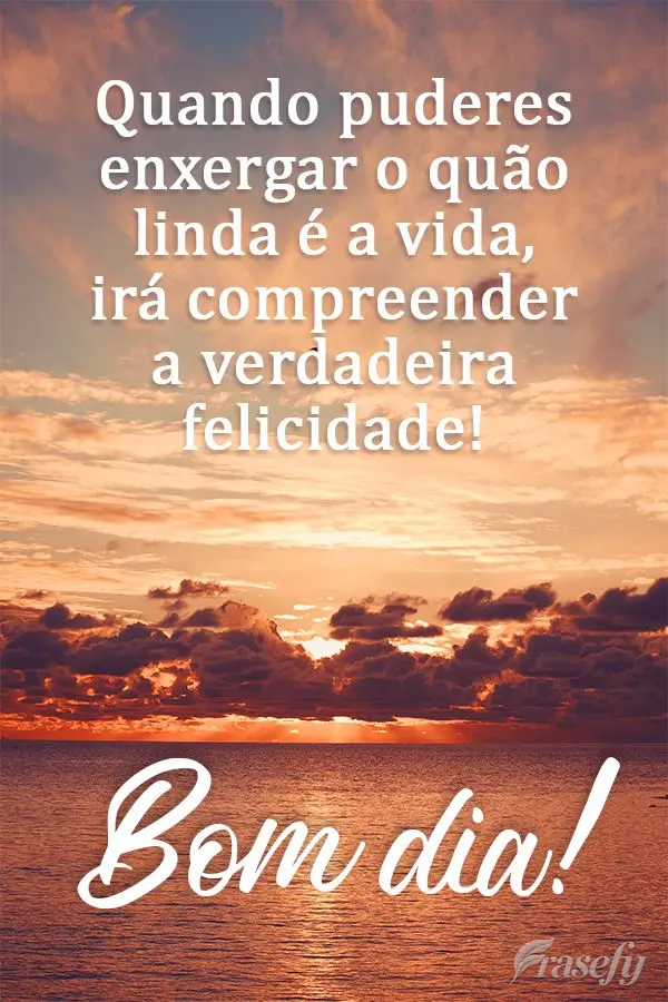 Quando puderes enxergar o quão linda é a vida, irá compreender a verdadeira felicidade!  Bom dia!
