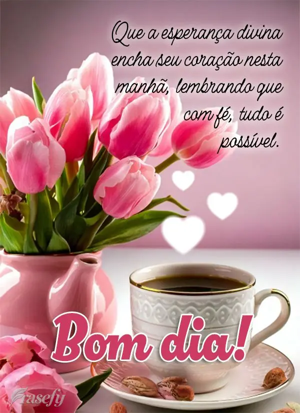 Que a esperança divina encha seu coração nesta manhã, lembrando que com fé, tudo é possível. Bom dia!
