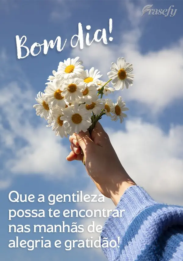 Que a gentileza possa te encontrar nas manhãs de alegria e gratidão! Bom dia!