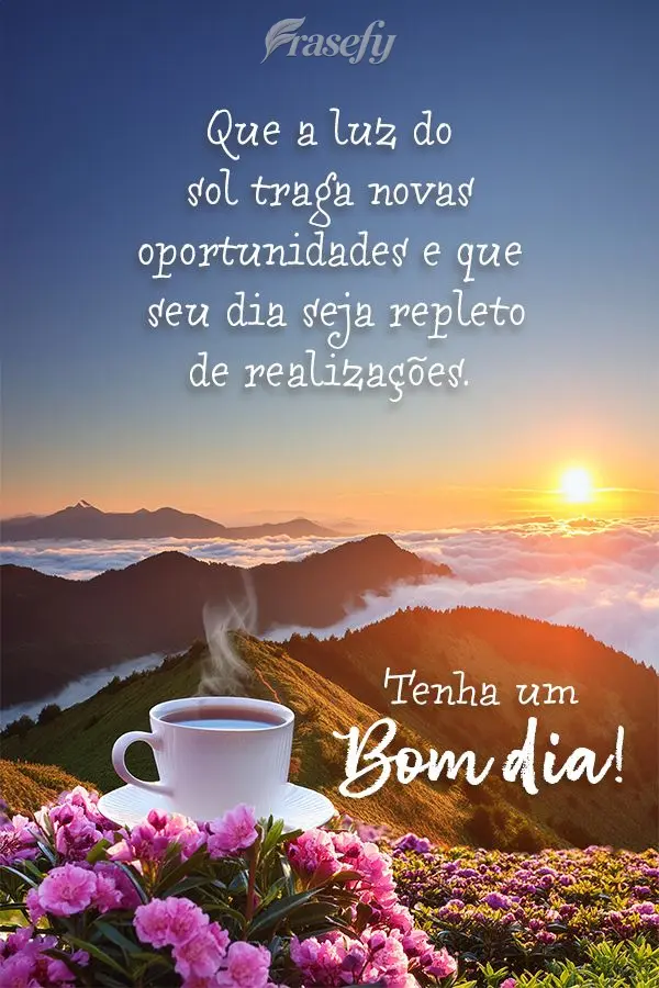Que a luz do sol traga novas oportunidades e que seu dia seja repleto de realizações. Tenha um Bom dia!