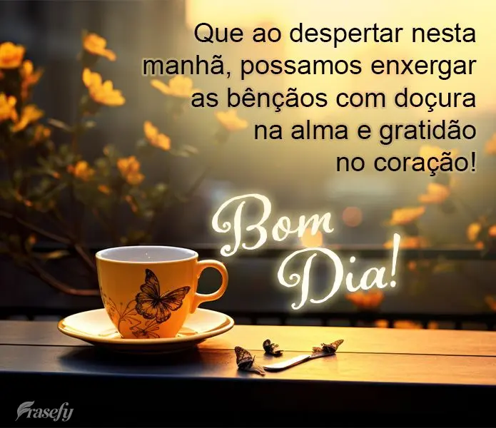 Que ao despertar nesta manhã, possamos enxergar as bênçãos com doçura na alma e gratidão no coração! Bom dia! 