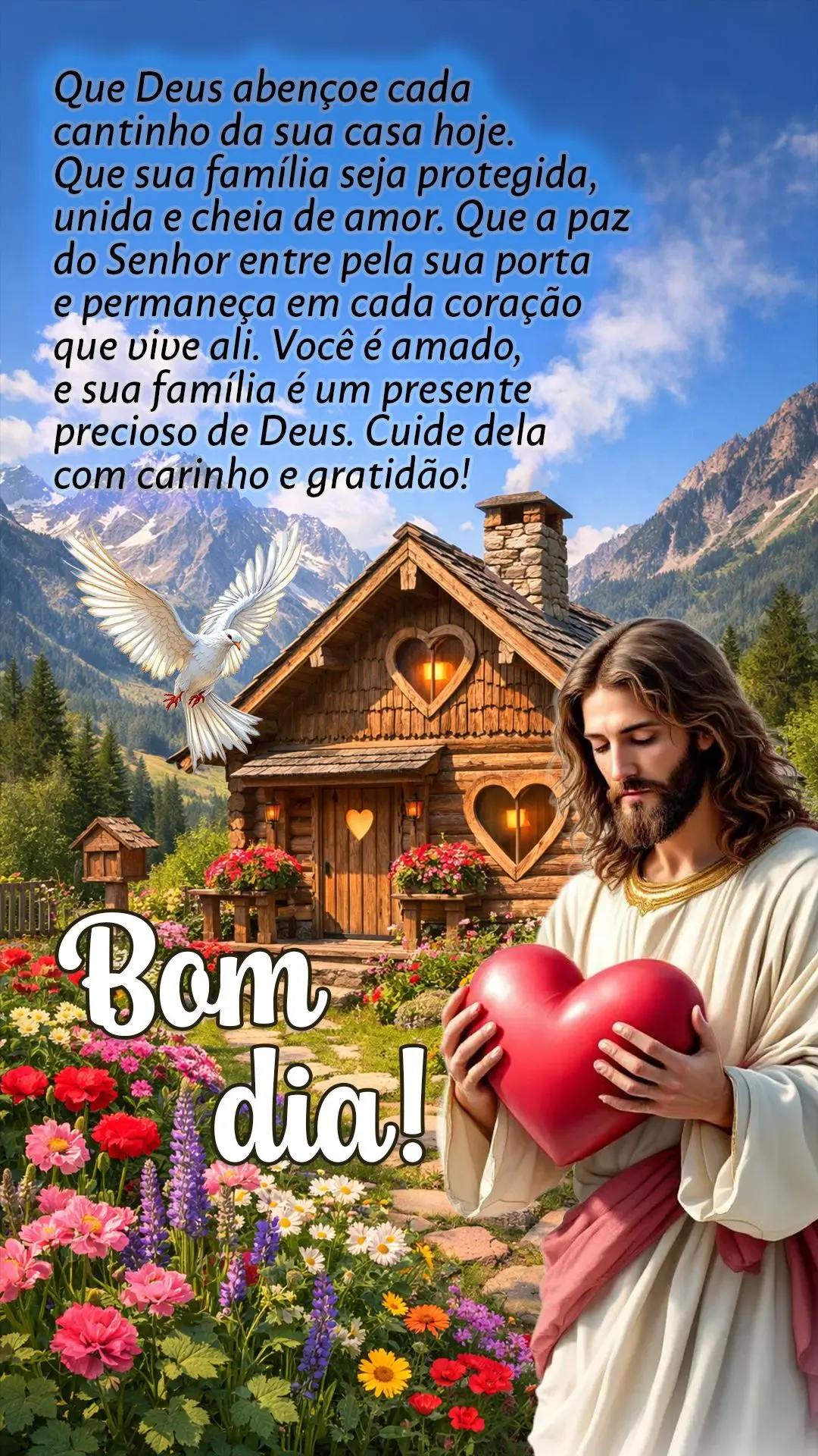 Bom dia! Que Deus abençoe cada cantinho da sua casa hoje. Que sua família seja protegida, unida e cheia de amor. Que a paz do Senhor entre pela sua por...