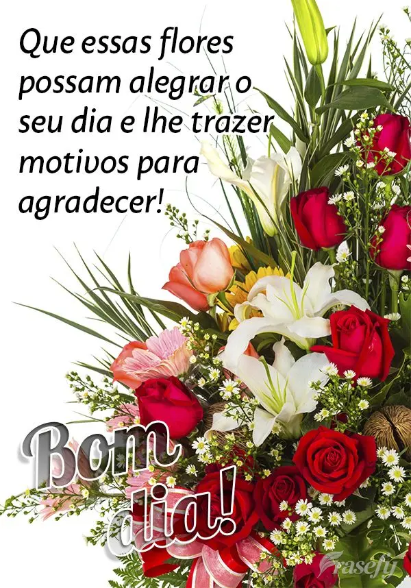 Que essas flores possam alegrar o seu dia e lhe trazer motivos para agradecer! Bom dia!