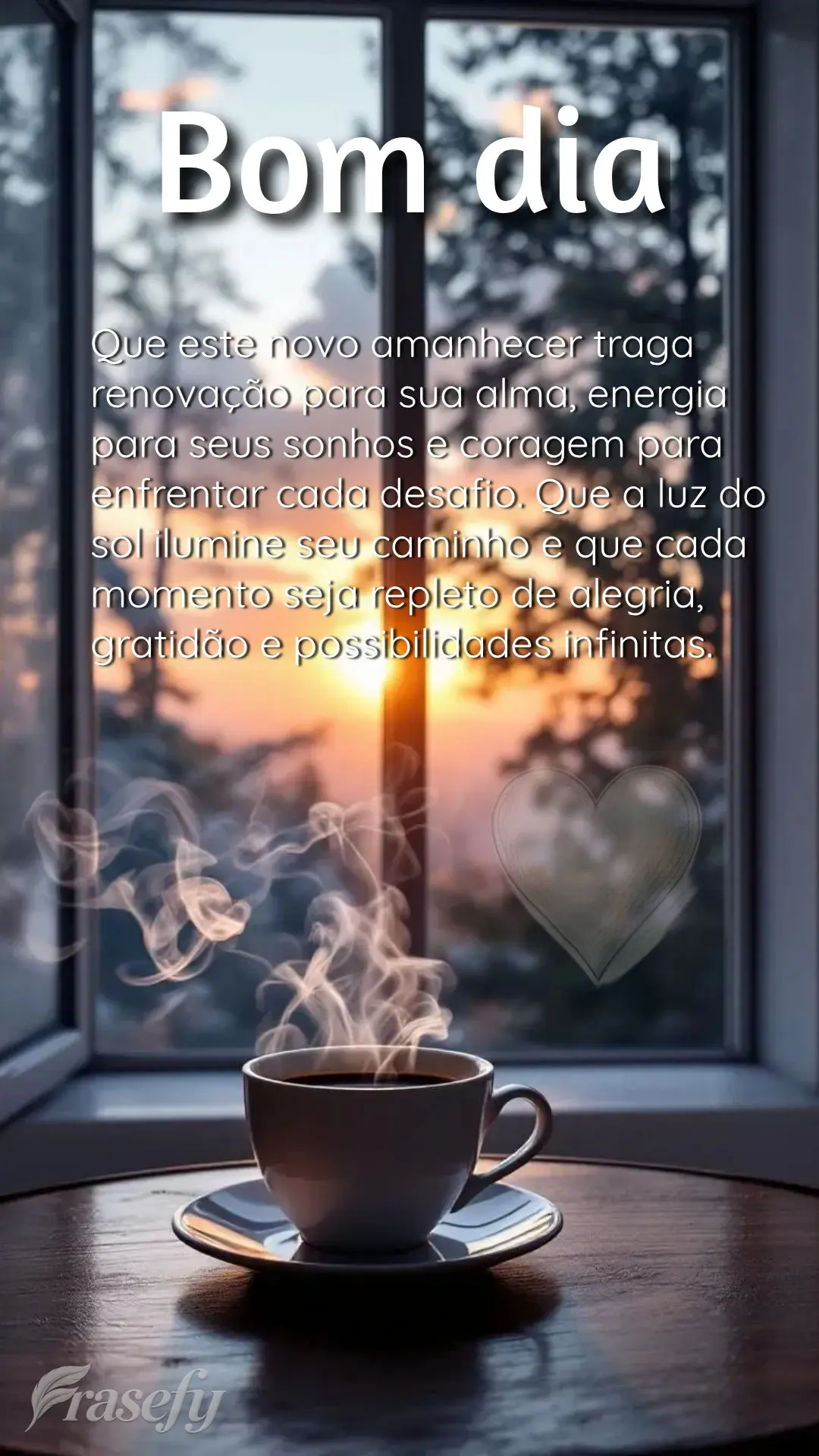 Que este novo amanhecer traga renovação para sua alma, energia para seus sonhos e coragem para enfrentar cada desafio. Que a luz do sol ilumine seu cam...