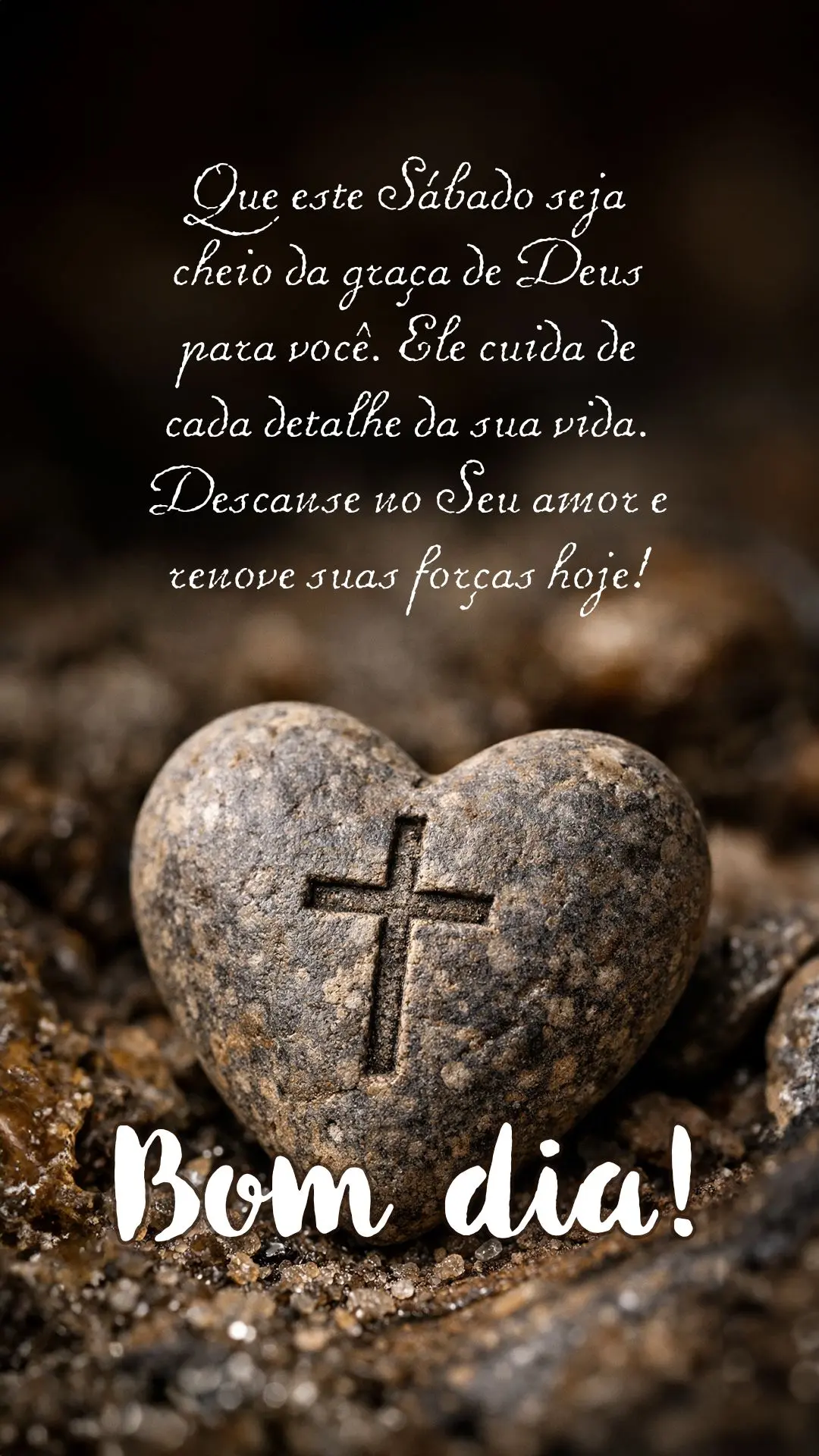 Bom dia! Que este sábado seja cheio da graça de Deus para você. Ele cuida de cada detalhe da sua vida. Descanse no Seu amor e renove suas forças hoje...
