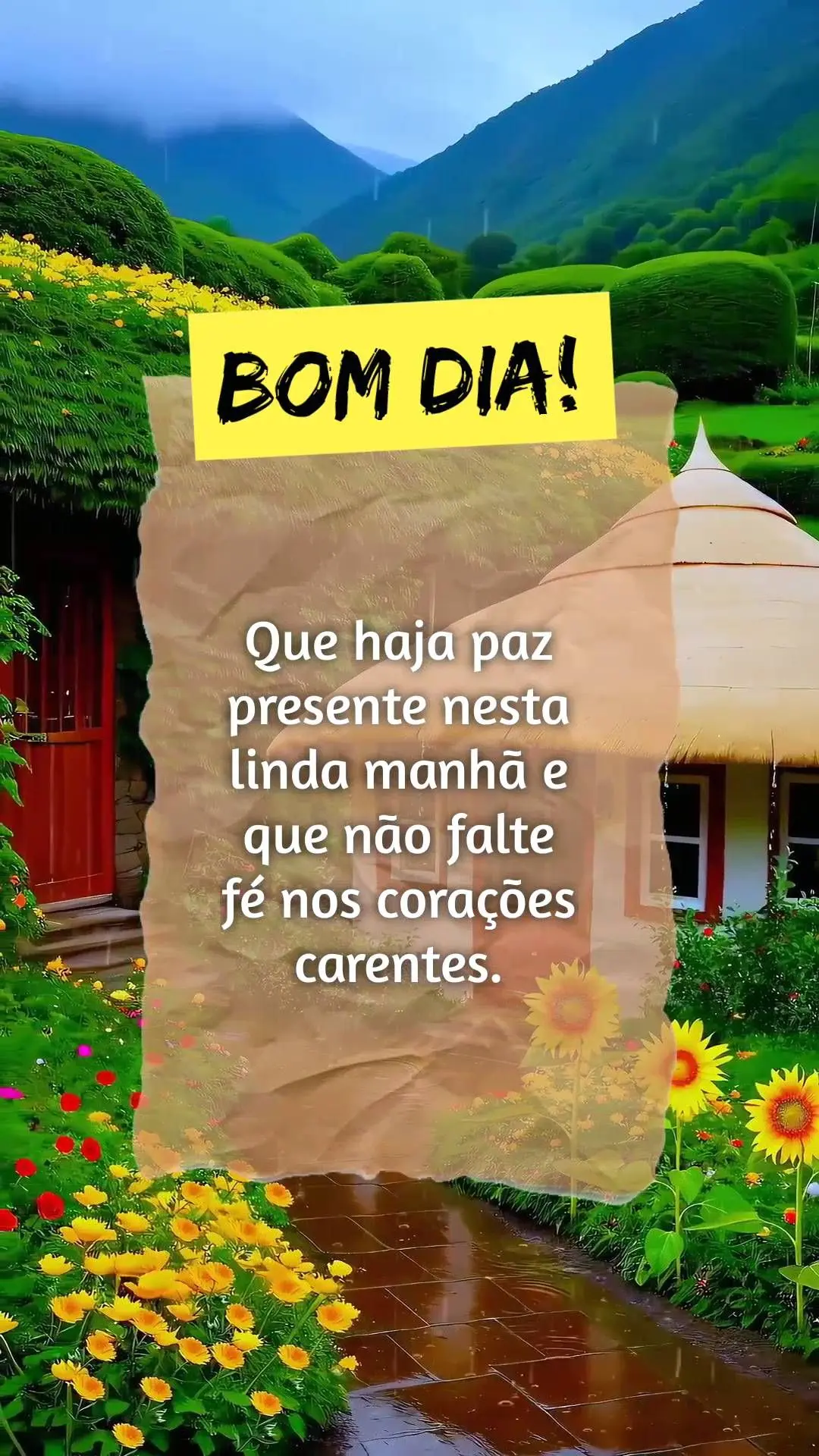 Que haja paz presente nesta linda manhã e que não falte fé nos corações carentes.  Bom dia!