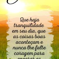 Que haja tranquilidade em seu dia, que as coisas boas aconteçam e nunca lhe falte coragem para encarar os obstáculos da vida. Bom dia! 