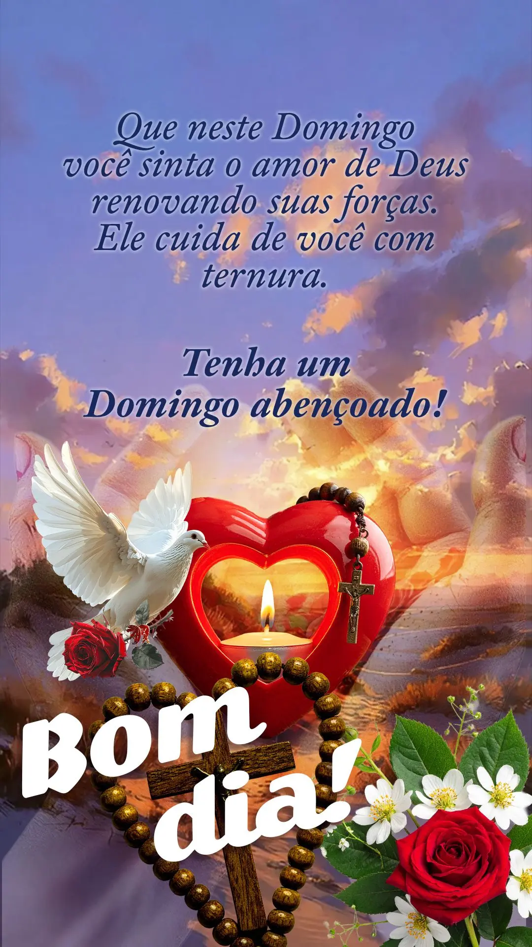 Bom dia! Que neste domingo você sinta o amor de Deus renovando suas forças. Ele cuida de você com ternura. Tenha uma domingo abençoado! 🙏☀️