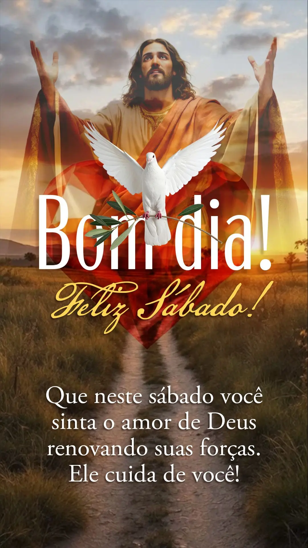 Bom dia! Que neste sábado você sinta o amor de Deus renovando suas forças. Ele cuida de você! 🌟🙏