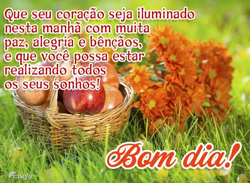 Que seu coração seja iluminado nesta manhã com muita paz, alegria e bênçãos. Que você possa realizar todos os seus sonhos! Bom dia!