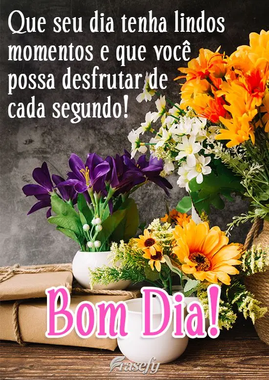 Que seu dia tenha lindos momentos e que você possa desfrutar de cada segundo! 
 Bom Dia!