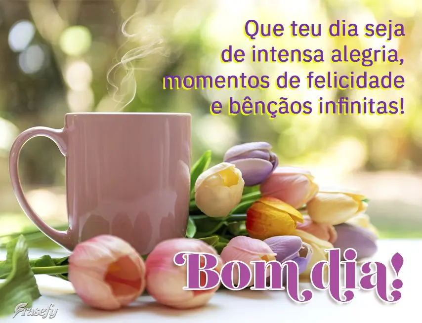 Que teu dia seja de intensa alegria, momentos de felicidade e bênçãos infinitas! Bom dia! 