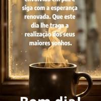 Que você acorde envolvido em paz e siga com a esperança renovada. Que este dia lhe traga a realização dos seus maiores sonhos. Bom dia!