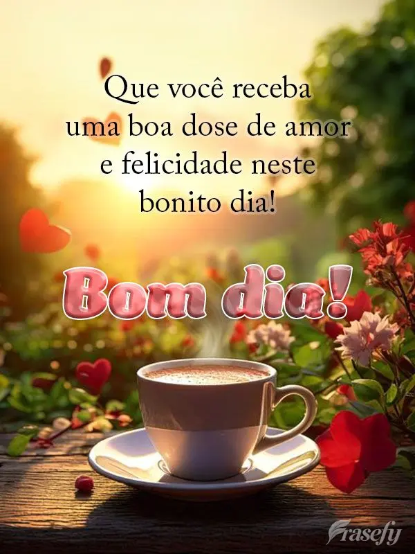 Que você receba uma boa dose de amor e felicidade neste bonito dia! Bom dia!