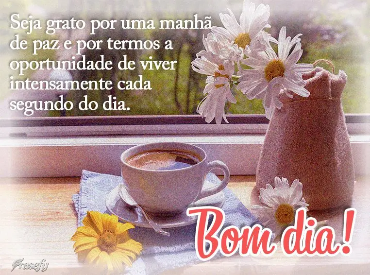Seja grato por uma manhã de paz e por termos a oportunidade de viver intensamente cada segundo do dia. Bom dia!