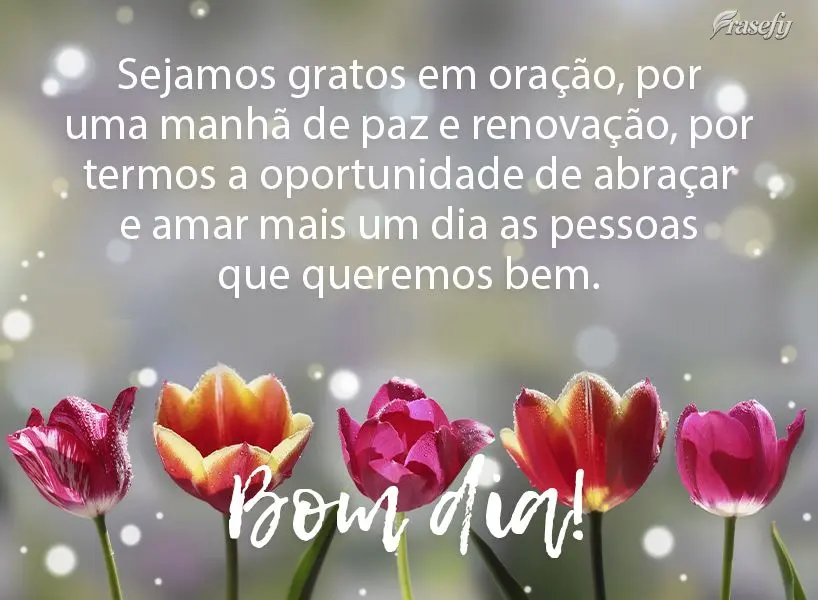 Sejamos gratos em oração por uma manhã de paz e renovação, por termos a oportunidade de abraçar e amar mais um dia as pessoas que queremos bem.  Bo...
