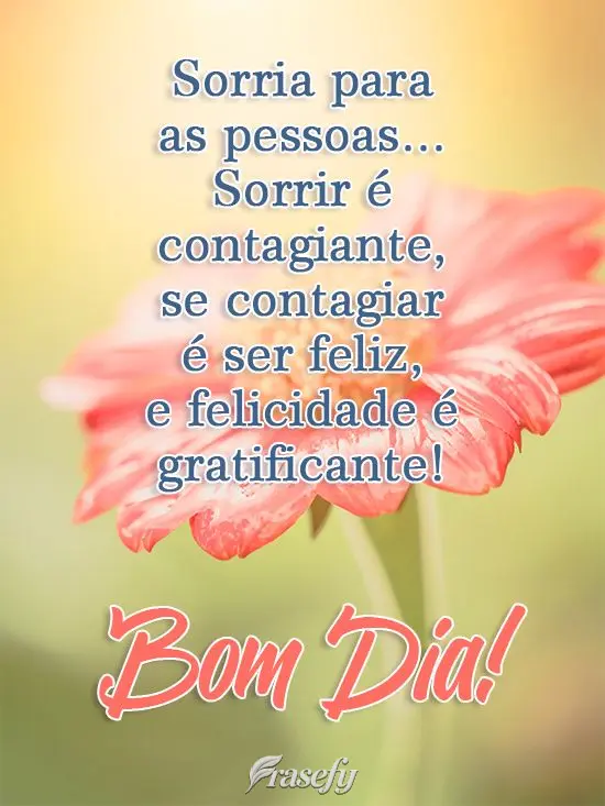 Sorria para as pessoas...Sorrir é contagiante, se contagiar é ser feliz, e felicidade é gratificante!
  Bom Dia!