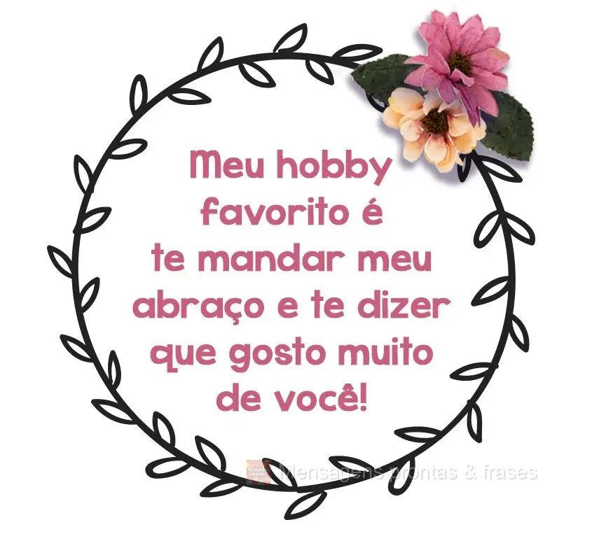 Meu hobby favorito é te mandar meu abraço e te dizer que gosto muito de você!
