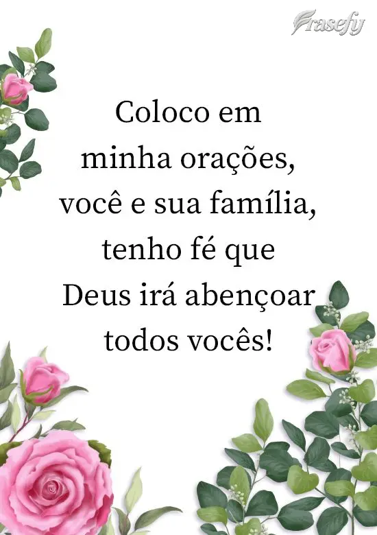 Coloco em minhas orações você e sua família, tenho fé que Deus irá abençoar todos vocês!
