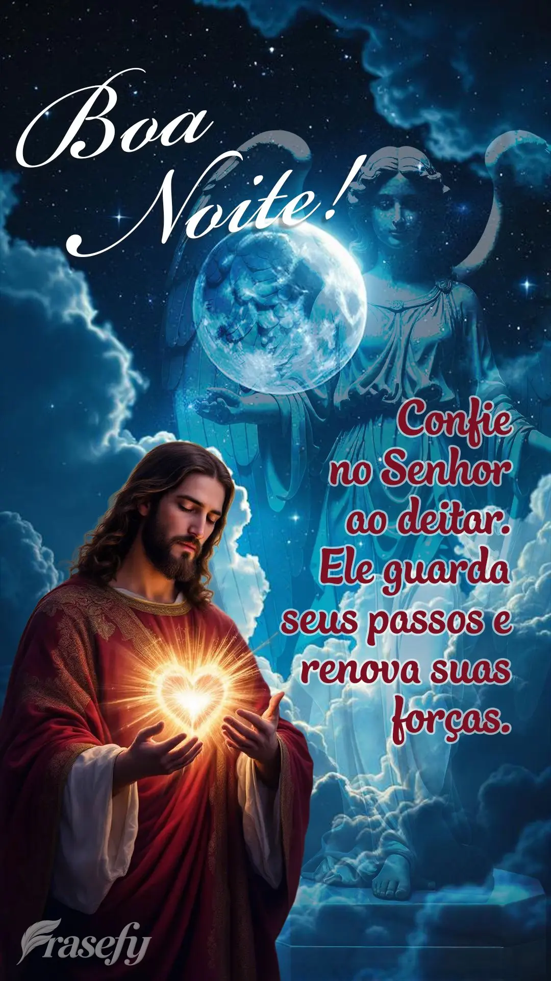 🌙 Confie no Senhor ao deitar. Ele guarda seus passos e renova suas forças. Boa noite! 🙏✨