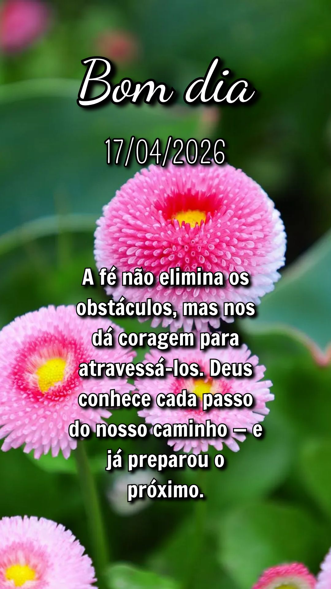 A fé não elimina os obstáculos, mas nos dá coragem para atravessá-los. Deus conhece cada passo do nosso caminho — e já preparou o próximo.