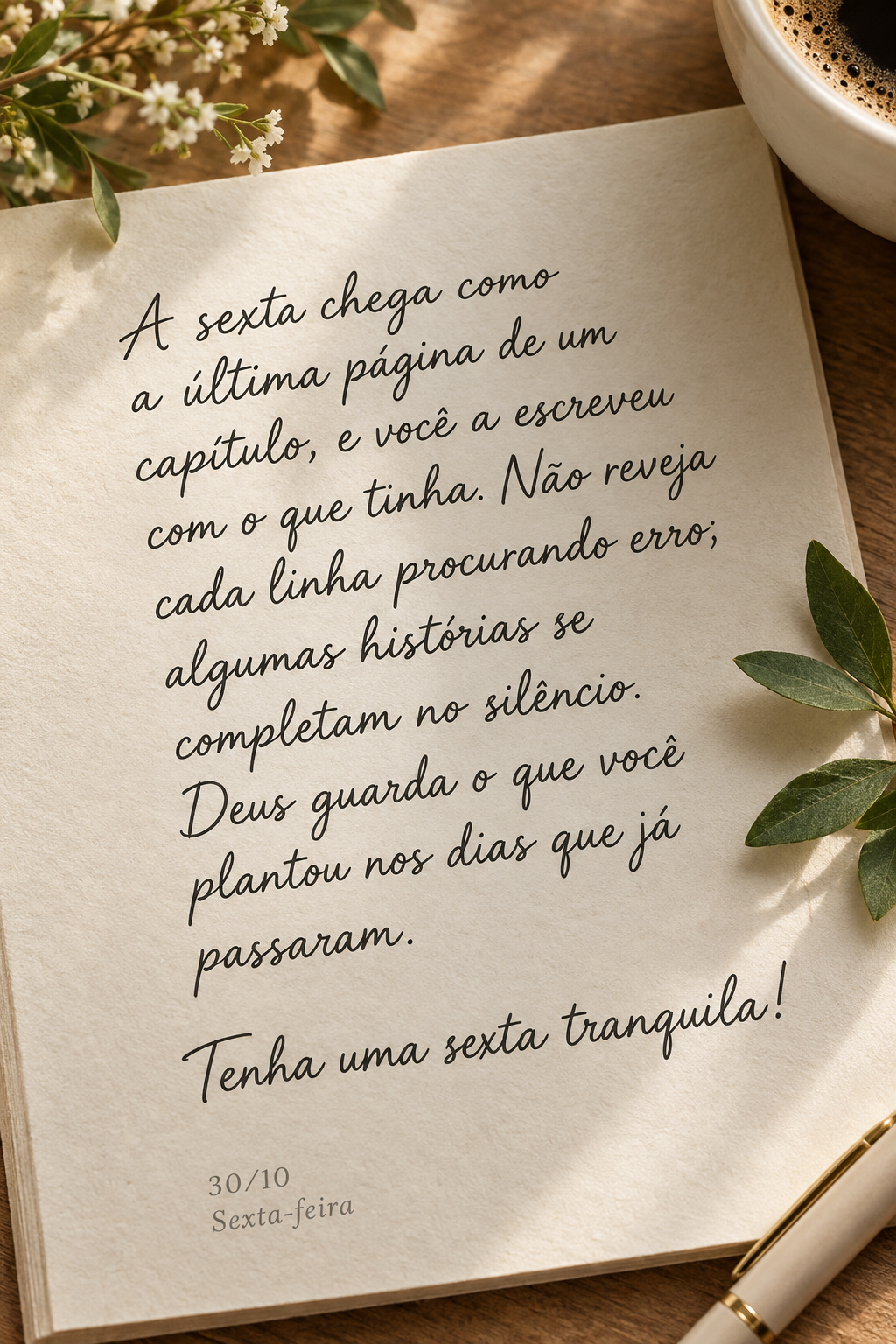 A sexta chega como a última página de um capítulo, e você a escreveu com o que tinha. Não reveja cada linha procurando erro; algumas histórias se c...