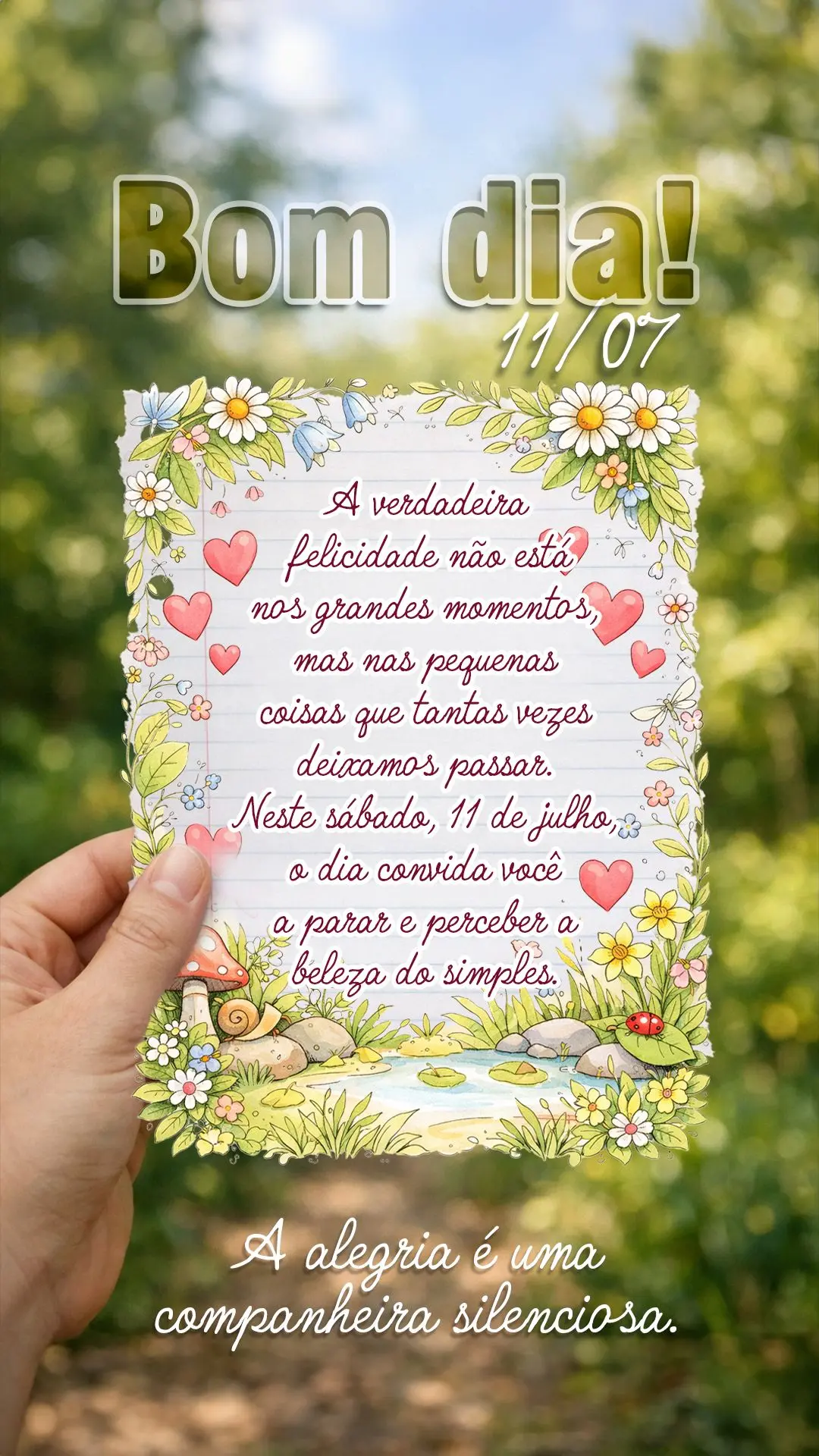 A verdadeira felicidade não está nos grandes momentos, mas nas pequenas coisas que tantas vezes deixamos passar. Neste sábado, 11 de julho, o dia conv...