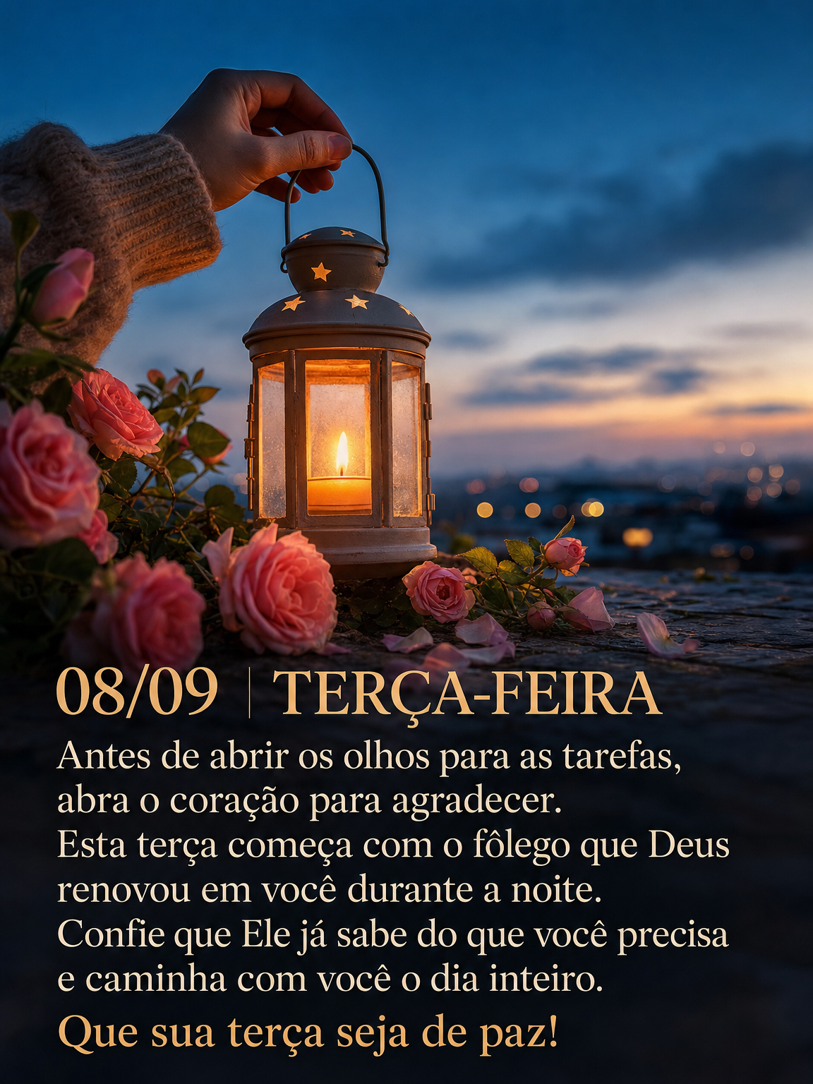 Antes de abrir os olhos para as tarefas, abra o coração para agradecer. Esta terça começa com o fôlego que Deus renovou em você durante a noite. Co...