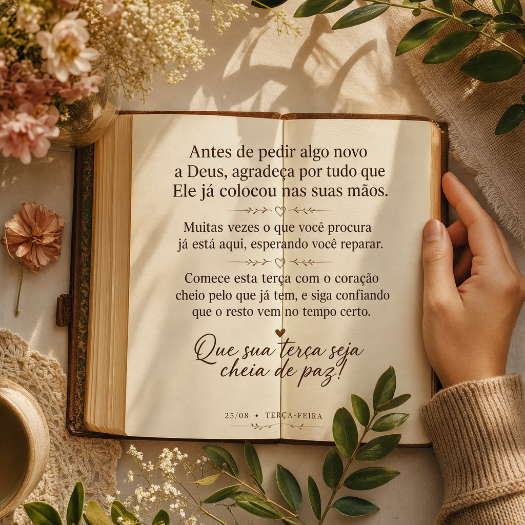 Antes de pedir algo novo a Deus, agradeça por tudo que Ele já colocou nas suas mãos. Muitas vezes o que você procura já está aqui, esperando você ...