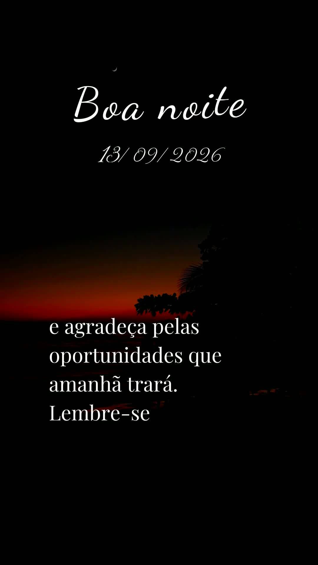 Boa noite. Neste Domingo, dia do Senhor, chegamos ao fim de mais uma jornada com o coração grato. Que Deus abençoe este momento de descanso, renovando...