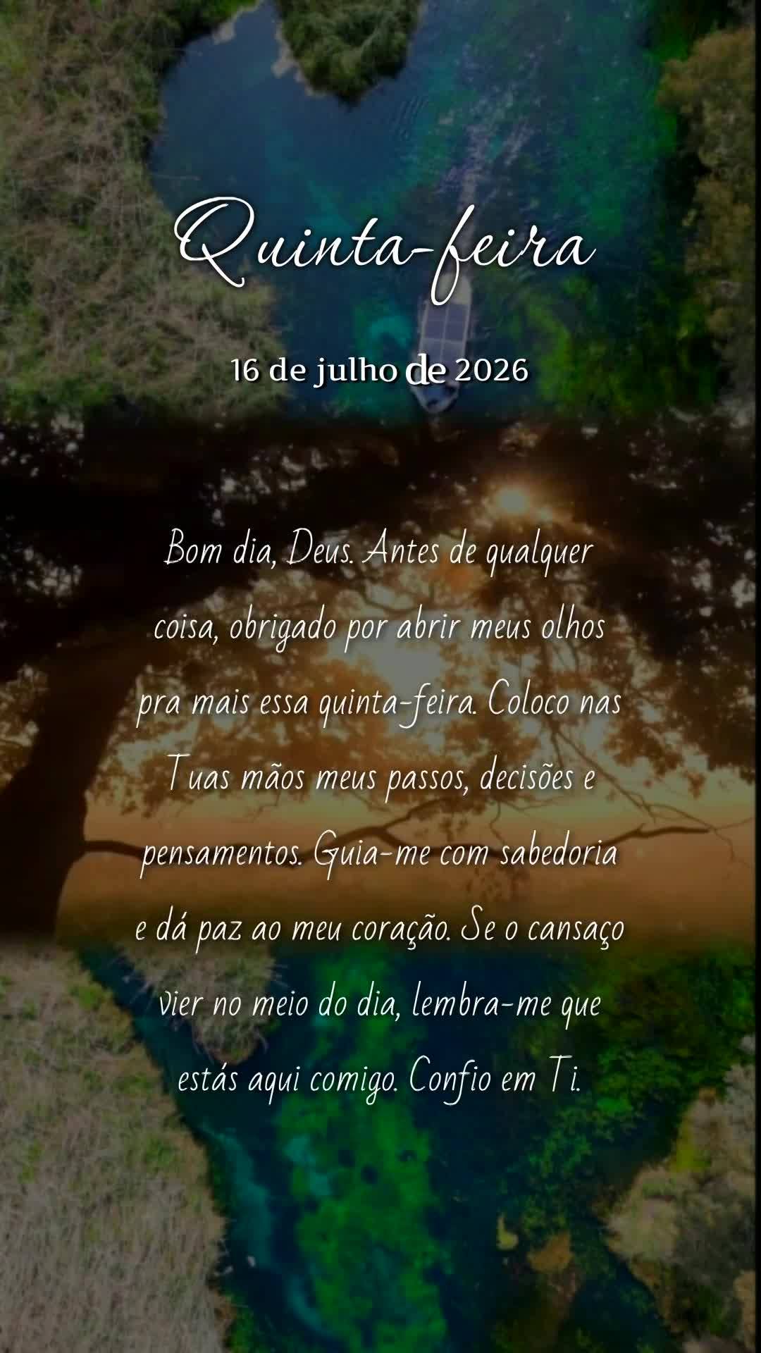 Bom dia, Deus. Antes de qualquer coisa, obrigado por abrir meus olhos pra mais essa quinta-feira. Coloco nas Tuas mãos meus passos, decisões e pensamen...