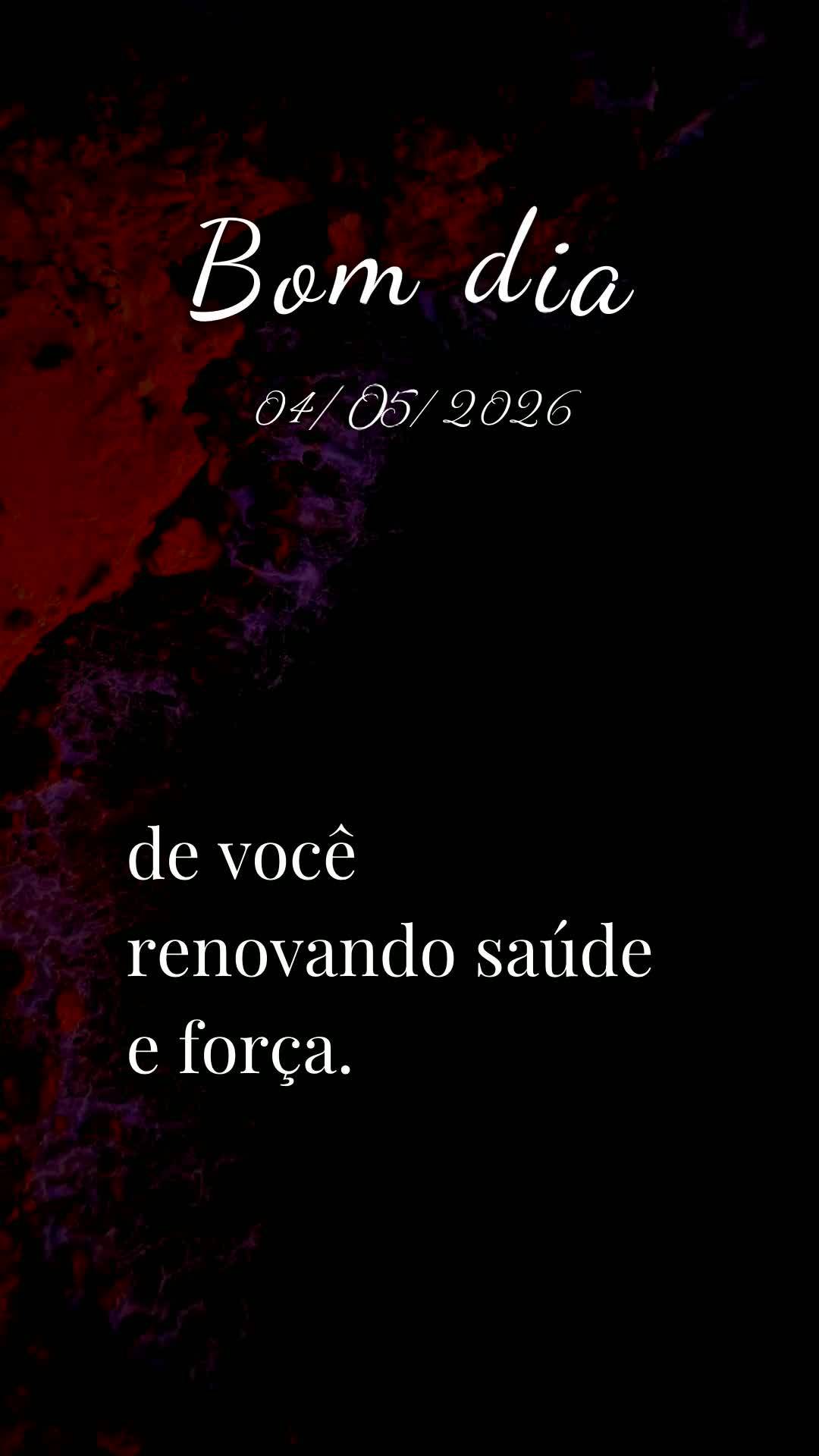 Bom dia! Hoje é Segunda-feira, 4 de Maio de 2026, e uma nova semana se abre diante de você como uma página em branco nas mãos do Senhor. Receba esta ...