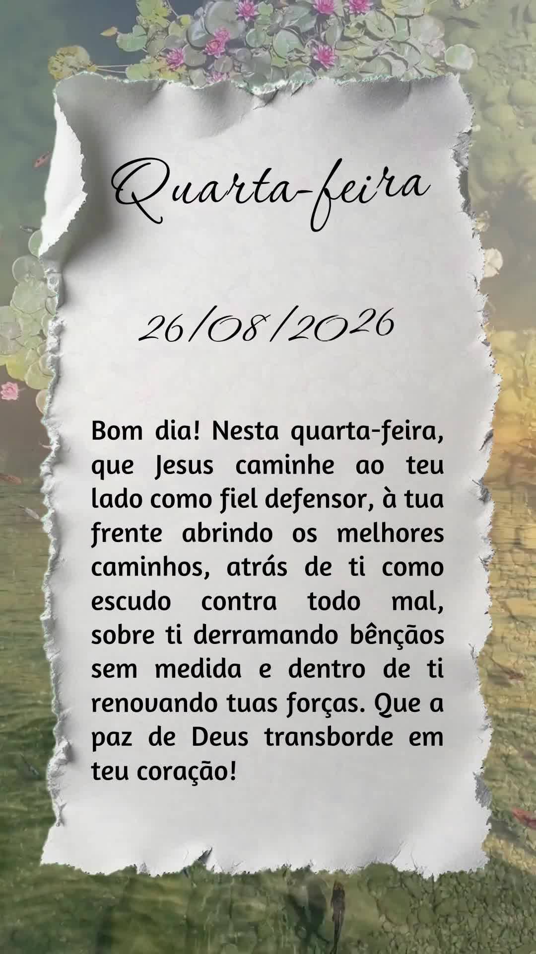 Bom dia! Nesta quarta-feira, que Jesus caminhe ao teu lado como fiel defensor, à tua frente abrindo os melhores caminhos, atrás de ti como escudo contr...